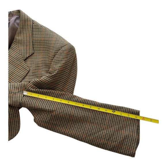 David G. Cotugno Mens 2 Button Silk Wool Blazer Jacket Beige Yellow Houndstooth - Picture 12 of 14